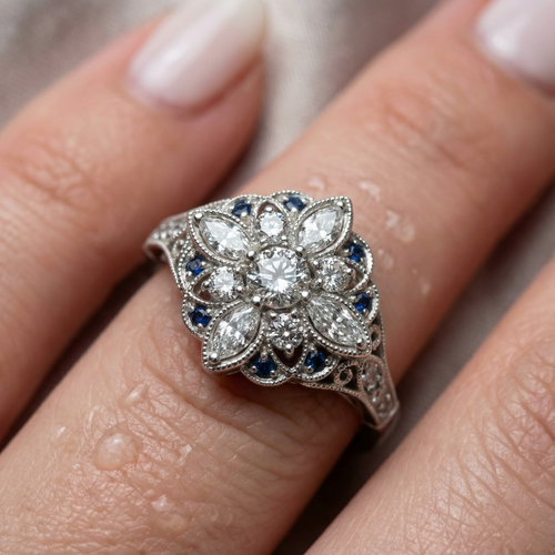 Flower Design Engagement Ring