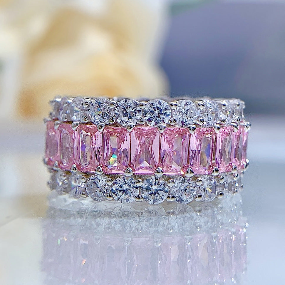 Gorgeous Triple Row Wedding Band in Sterling Silver shineofdiamond