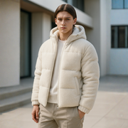 Kareem - Doudoune Sherpa Hooded Jacket Light Beige