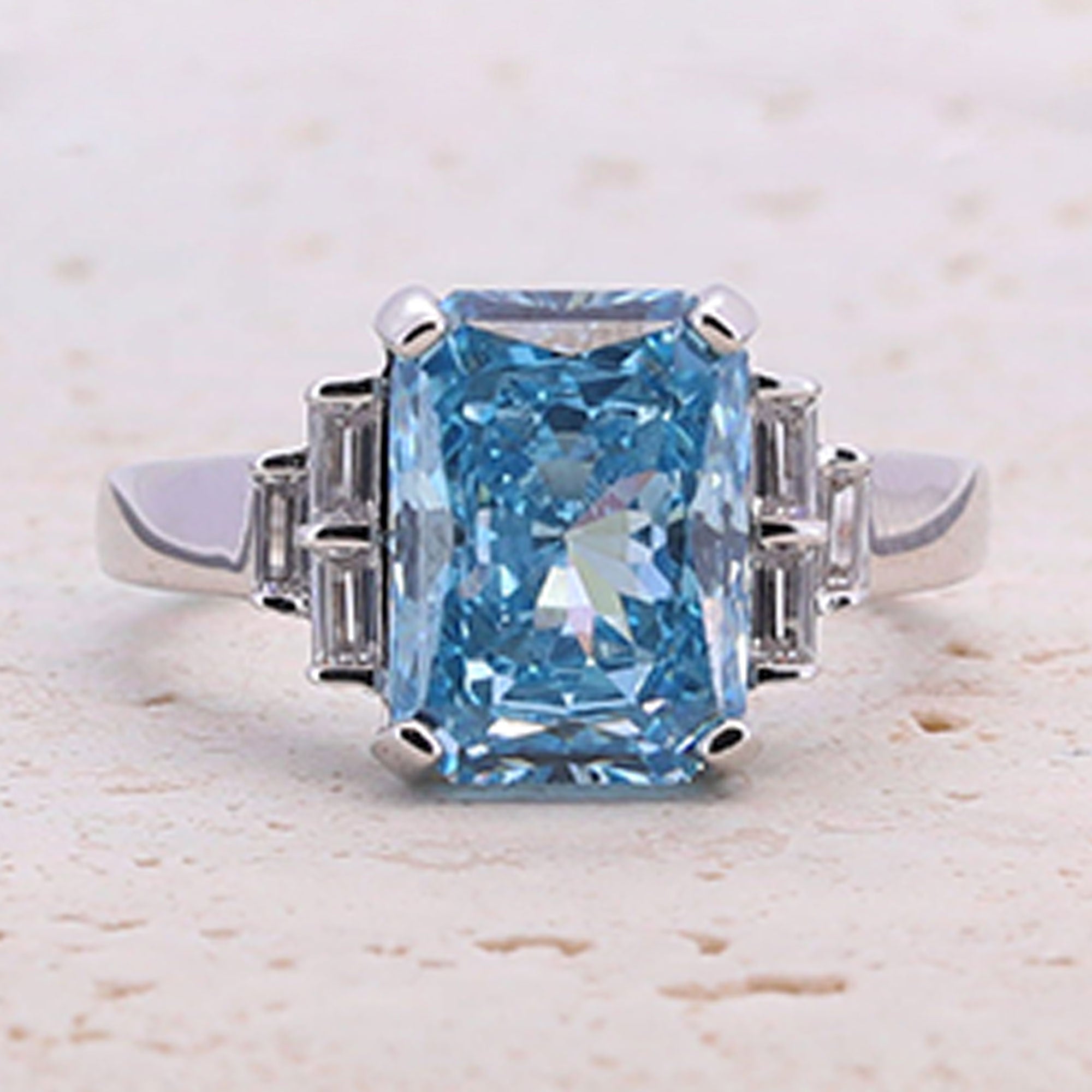 4.0CT. Radiant Cut Sterling Silver Engagement Ring (Multi Color Available) shine of diamond