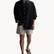 Linen-Blend Button-Up - Shirt