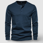 Cotton Long Sleeve Henley - T-Shirt