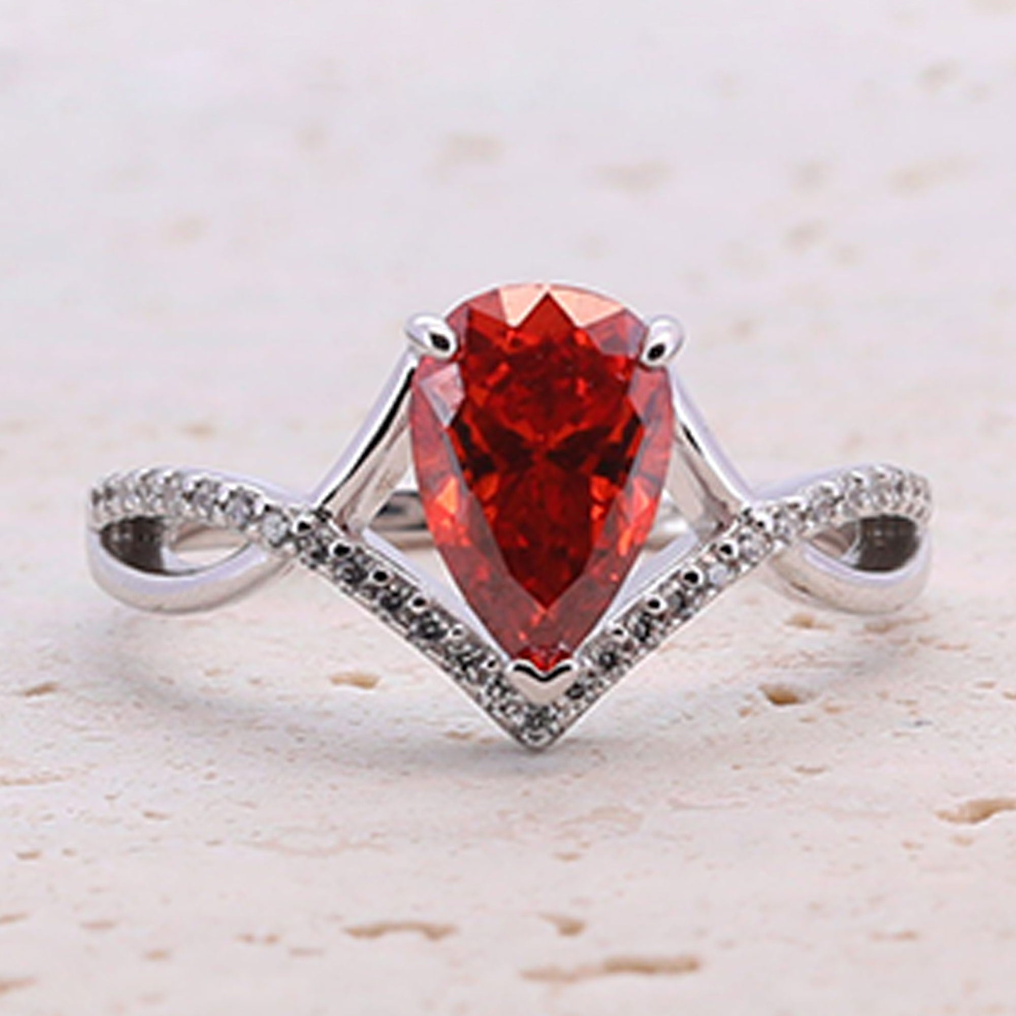 Pear Cut Twisted band Engagement Ring (Multi Color Available) shine of diamond