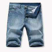 High-Rise Light Wash Frayed Hem - Denim Shorts