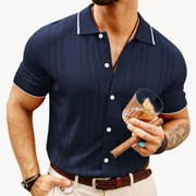 Button-Front Cotton Blend - Polo Shirt