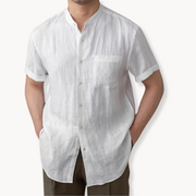 Band Collar Button-Front - Shirt