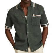Knitted Mesh Button-Front - Shirt