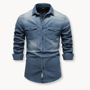 Striped Denim Button-Up - Shirt