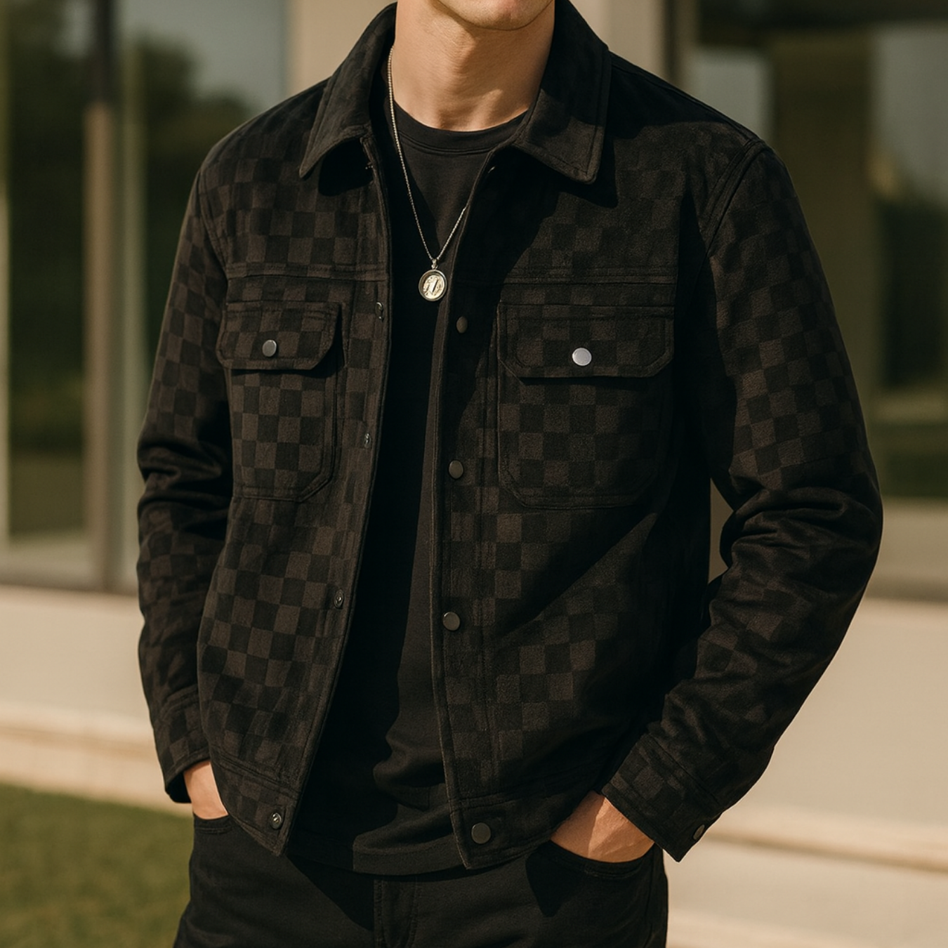 Nico - Checkered Suede Jacket CASA LARO MEN