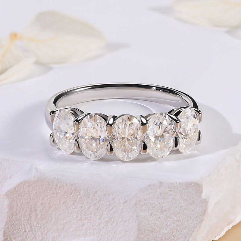 2.5 Ct Oval Cut Moissanite White Gold Band Carly Jewelry
