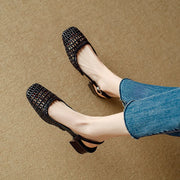 Woven Leather - Heels
