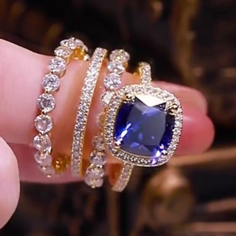 4 Pcs Vintage Colored Cushion Cut Halo Bridal Set Rings In Sterling Silver shineofdiamond