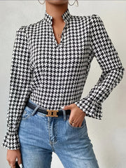 Houndstooth Print - Blouse