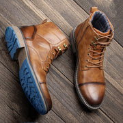 Brown Rugged Leather Western - Boots