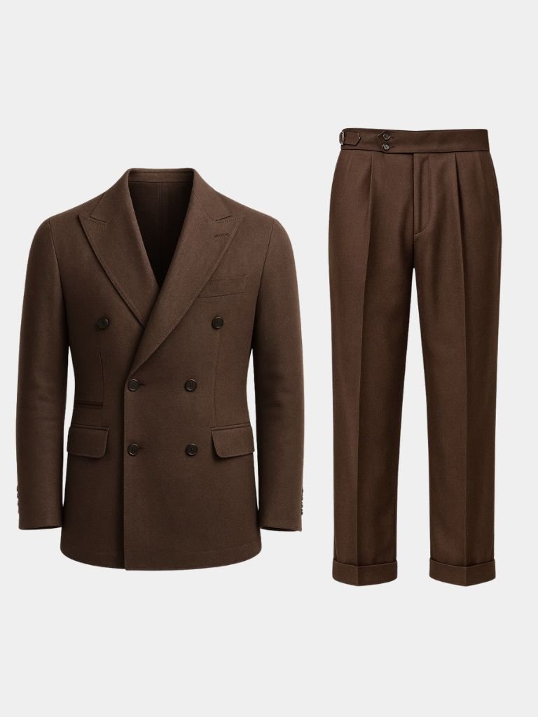 Dark Brown Garbadine Suit - Casa Laro CASA LARO