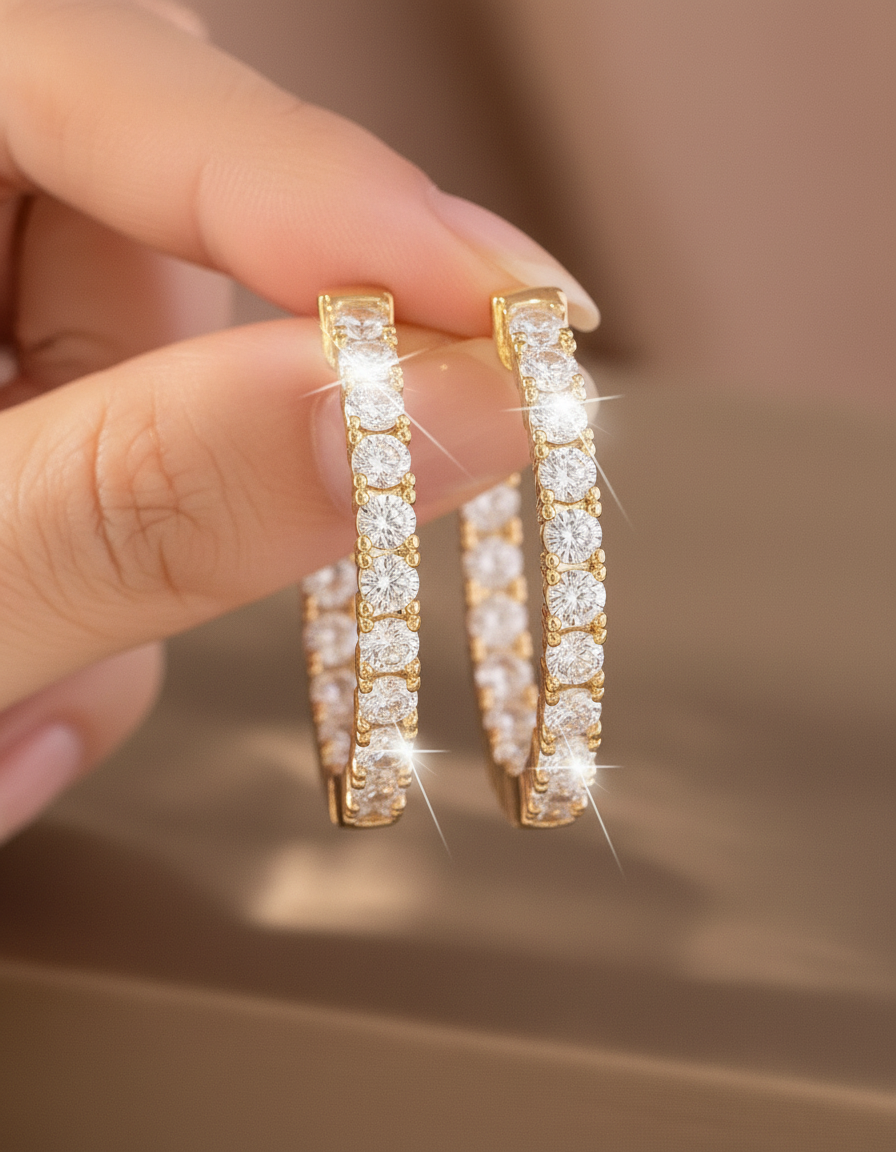 Elegant Round Cut Hoop Earrings