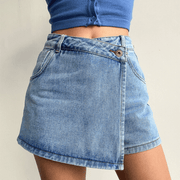 High-Waist Denim Mini - Skort