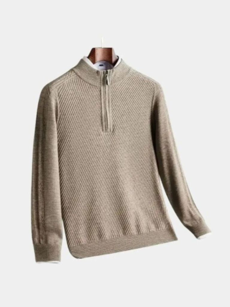Stripe Quarter Zip Wool Sweater - Casa Laro CASA LARO
