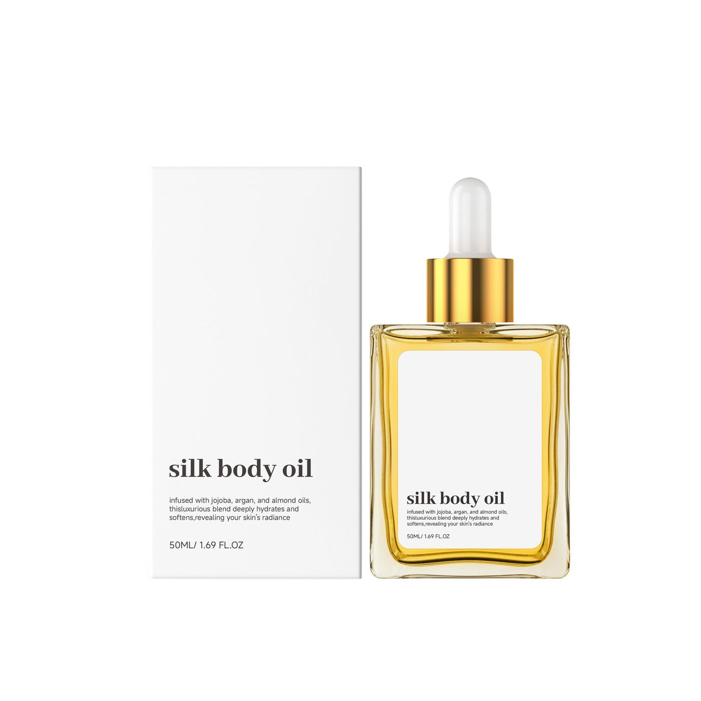 Liora silk body oil bottle and carton