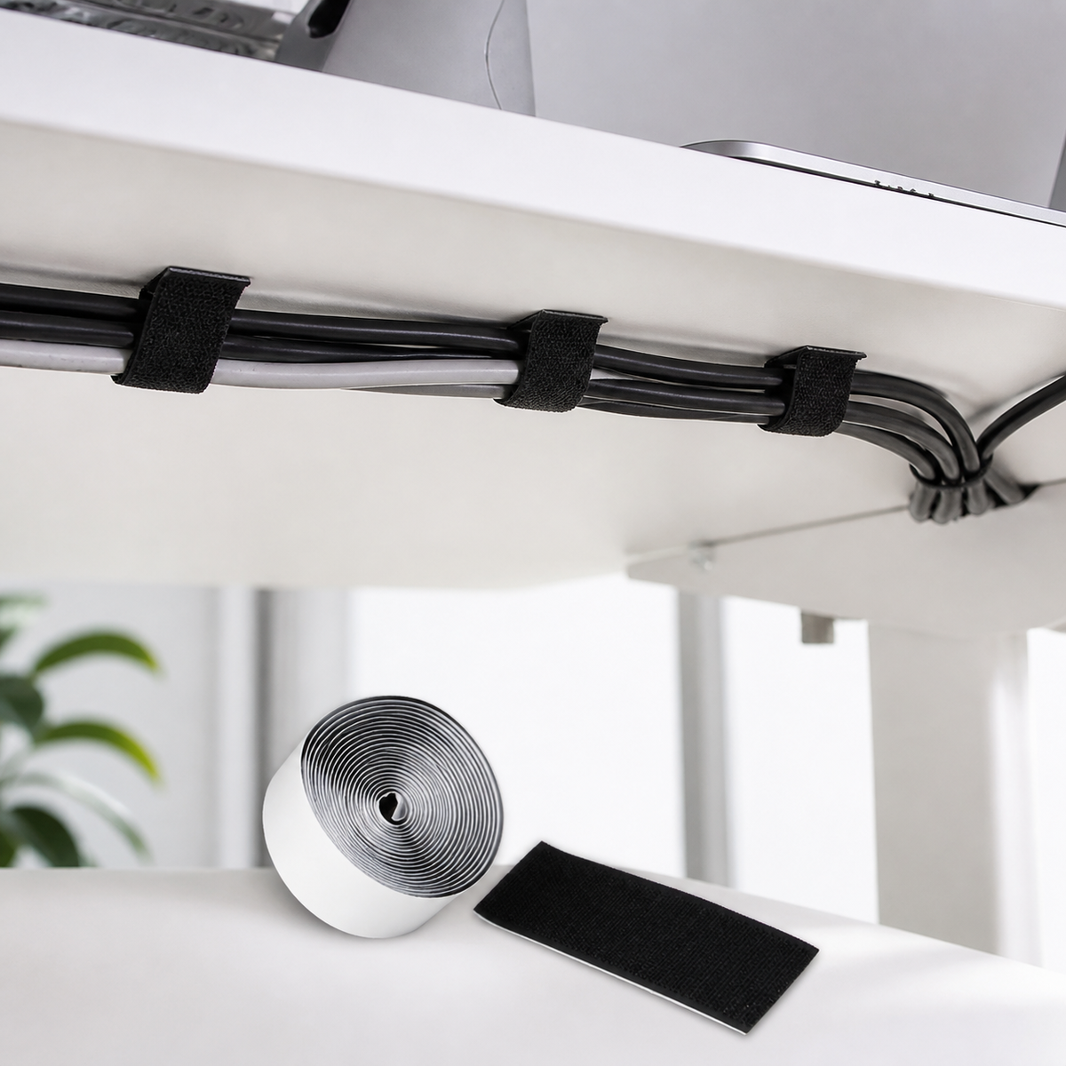 Griploop securing computer desk cables