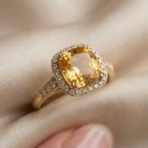 Yellow Stone Engagement Ring