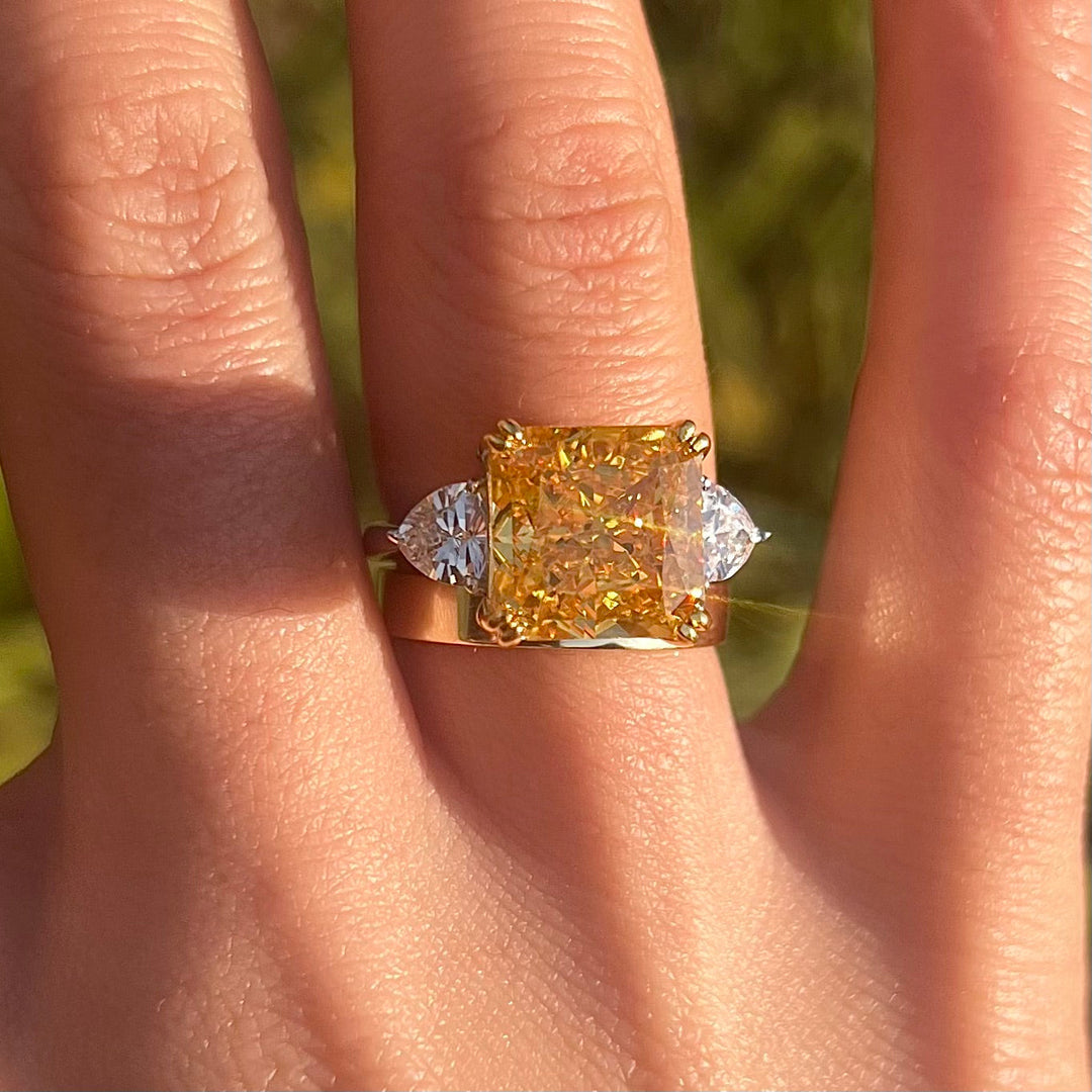 Stunning Yellow Radiant Cut 2 Pcs Bridal Set shine