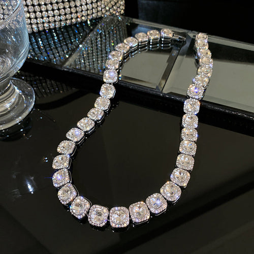 Fashion Square Shape Stone Necklace Dazzleyesjewelry