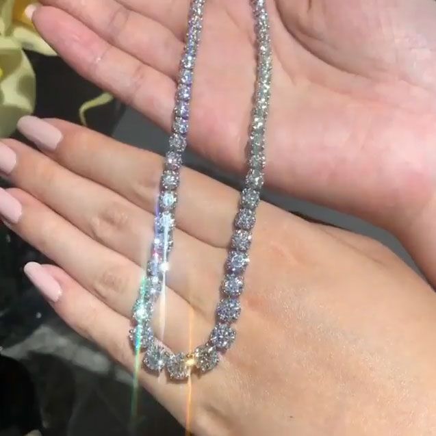 Luxury Round Cut Sterling Silver Necklace Shineofidamond