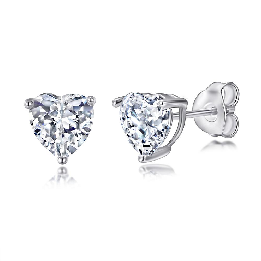 Heart Cut Sterling Silver Stud Earrings Shineofidamond
