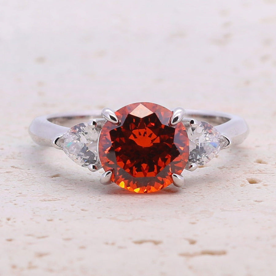 2.0ct Round Cut Red Gemstone Wedding Set in Sterling Silver shine of diamond