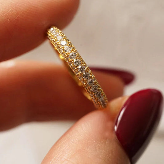 Micro Pavé Triple Row Eternity Wedding Band  Ring in 925 Sterling Silver Shineofdiamond