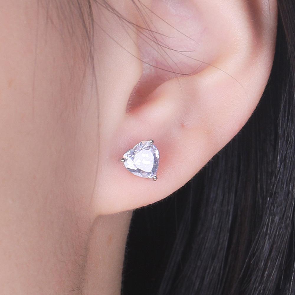 Heart Cut Sterling Silver Stud Earrings Shineofidamond