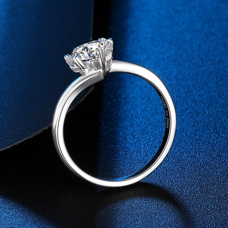 1/2 Carat D Color Snowflake Shape Bypass Shank Moissanite Sterling Silver Engagement Ring Shineofdiamond