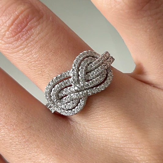 Size 6.5 | Criss Cross Knot Ring Band in Sterling Silver Shineofdiamond