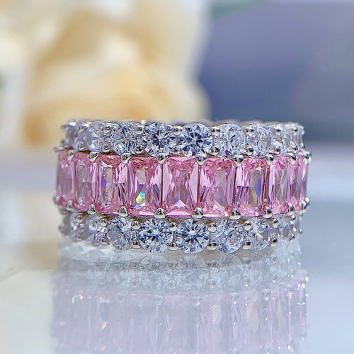 Gorgeous Triple Row Wedding Band in Sterling Silver shineofdiamond