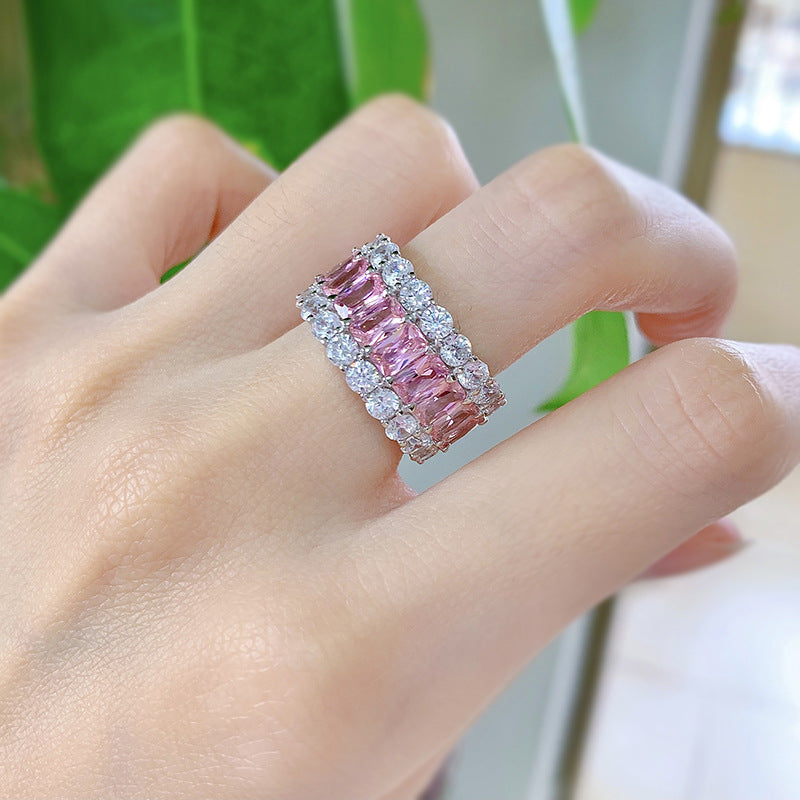 Gorgeous Triple Row Wedding Band in Sterling Silver shineofdiamond