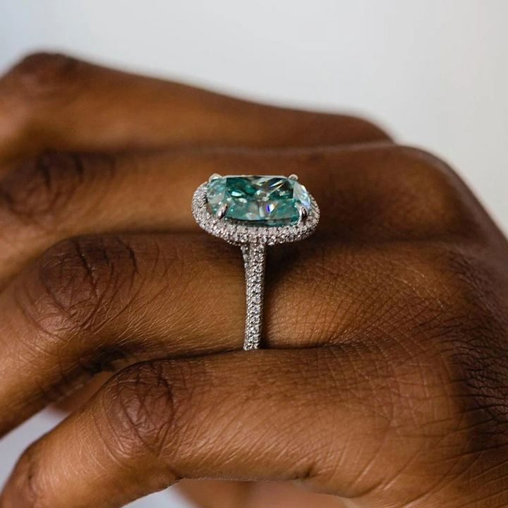 Gorgeous Halo Cushion Cut Paraiba Tourmaline Engagement Ring Shineofdiamond