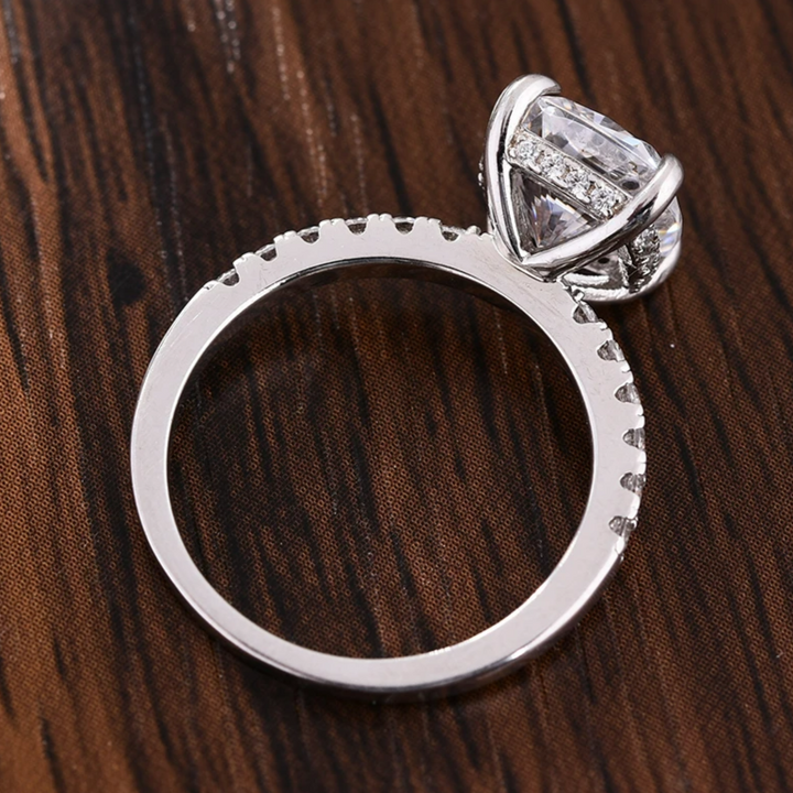 Classic 4 Prong Cushion Cut Engagement Ring In Sterling Silver Shineofdiamond