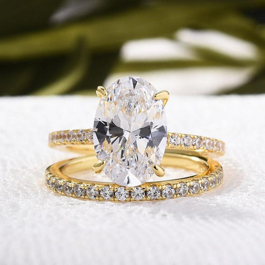 Classic 5.0 Carat Oval Cut Wedding Bridal Set in Sterling Silver Shineofdiamond