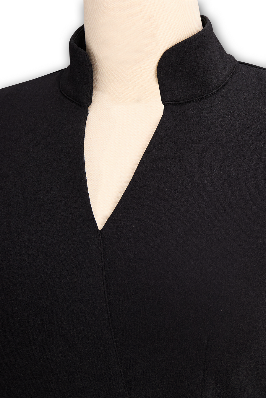 Refined Black Belted Sheath Dress with Mandarin Collar ZJ