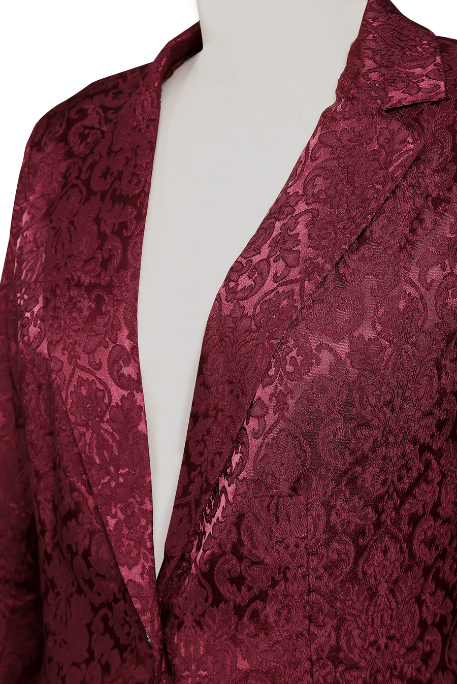 Noble Burgundy Jacquard Satin Blazer ZJ