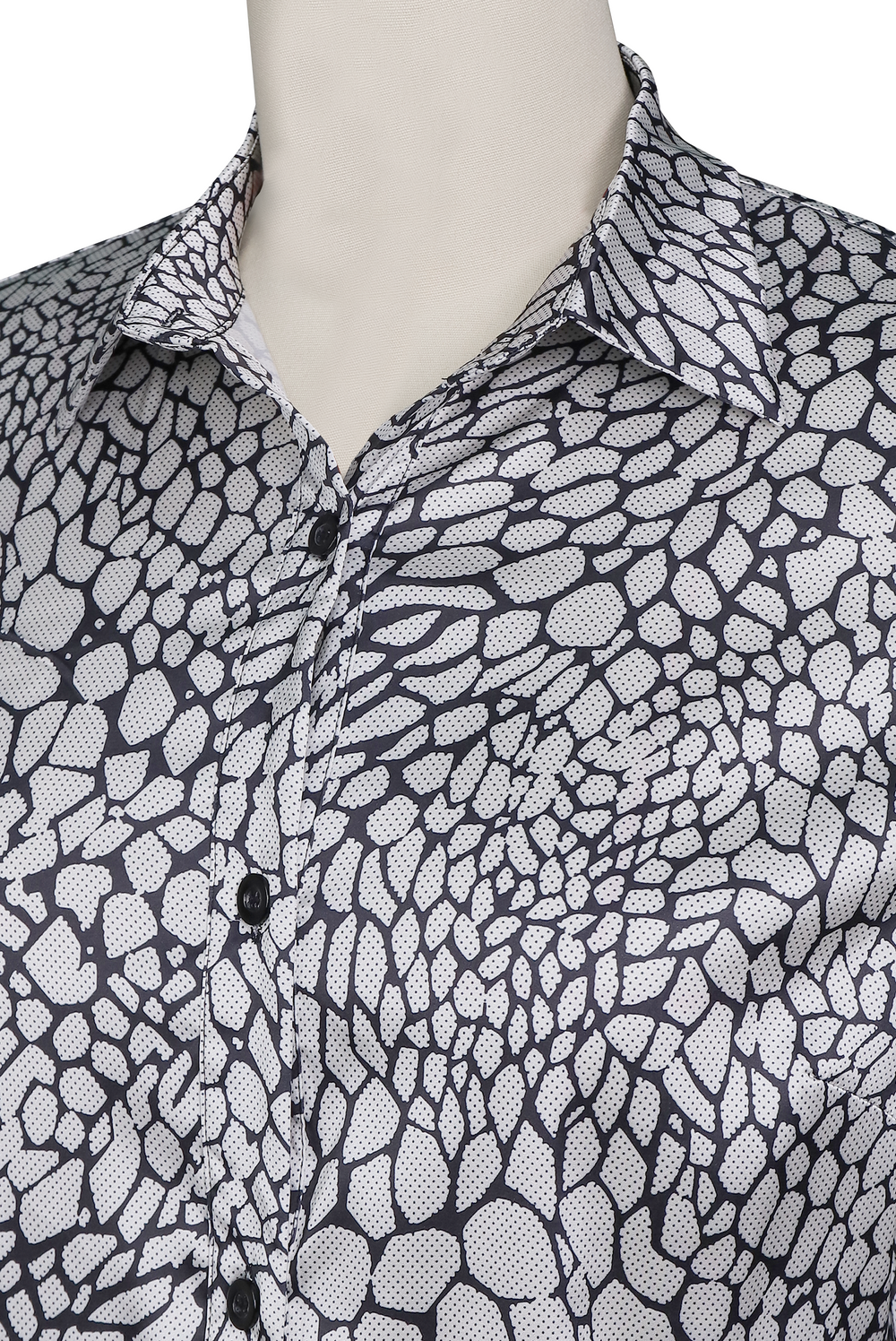 Modern Satin Printed Blouse with Classic Snake Pattern Elegance ZJ
