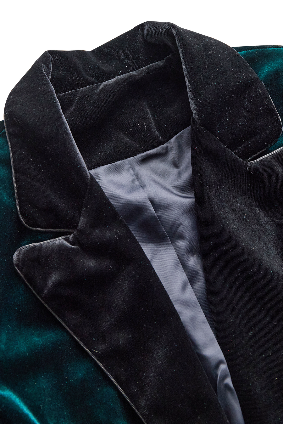 Emerald Velvet Blazer with Satin Lapels and Rose Embroidery ZJ