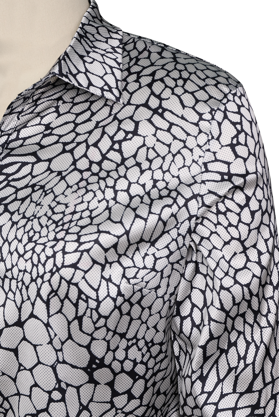 Modern Satin Printed Blouse with Classic Snake Pattern Elegance ZJ