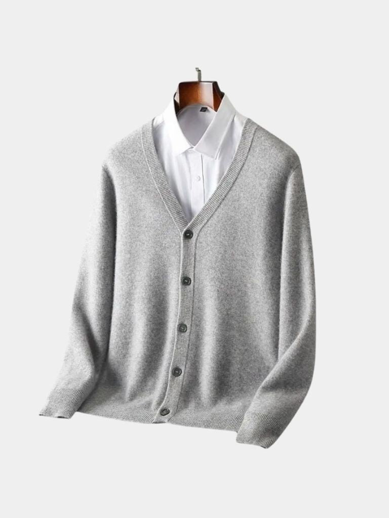 100% Merino Wool V Neck Knitwear Cardigan Sweater - Casa  Laro CASA LARO