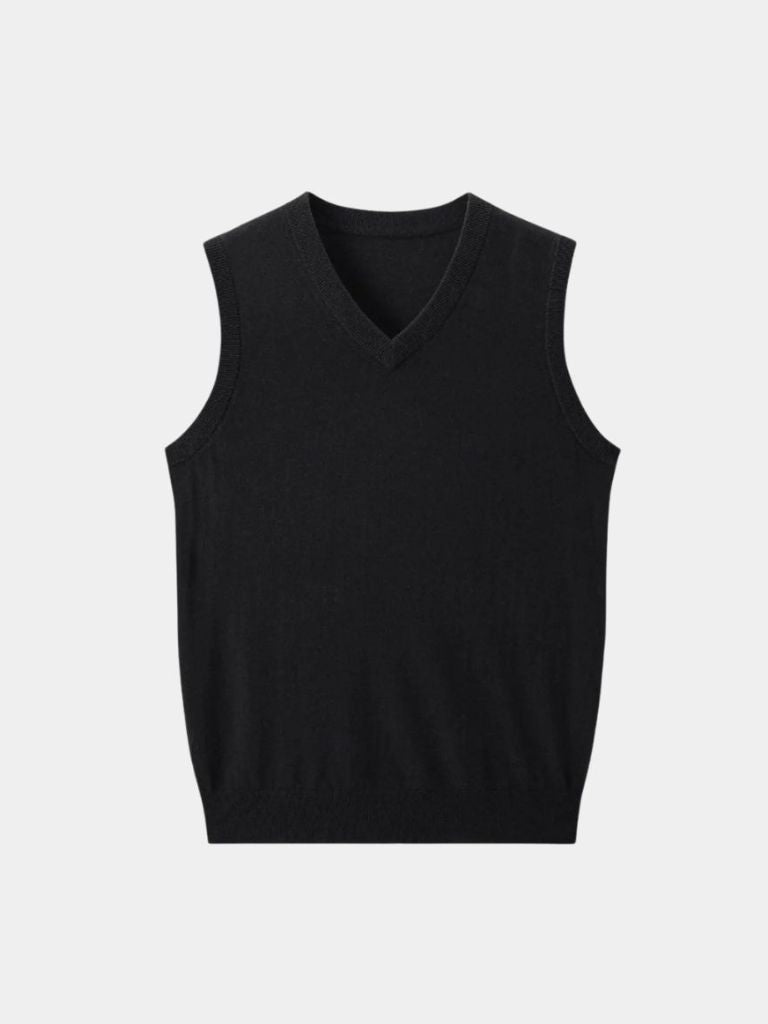 100% Cashmere V Neck Knit Vest - Casa  Laro CASA LARO