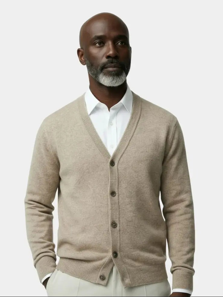 100% Merino Wool V Neck Knitwear Cardigan Sweater - Casa  Laro CASA LARO