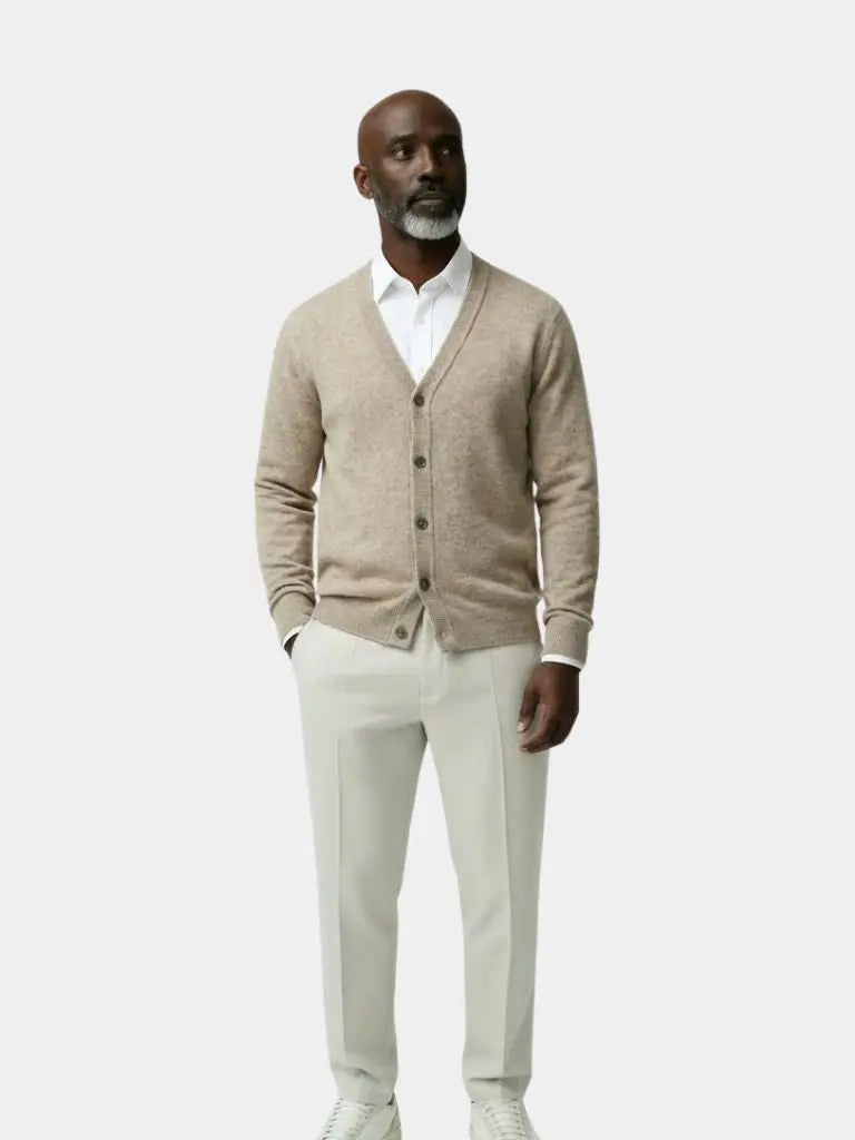 100% Merino Wool V Neck Knitwear Cardigan Sweater - Casa  Laro CASA LARO