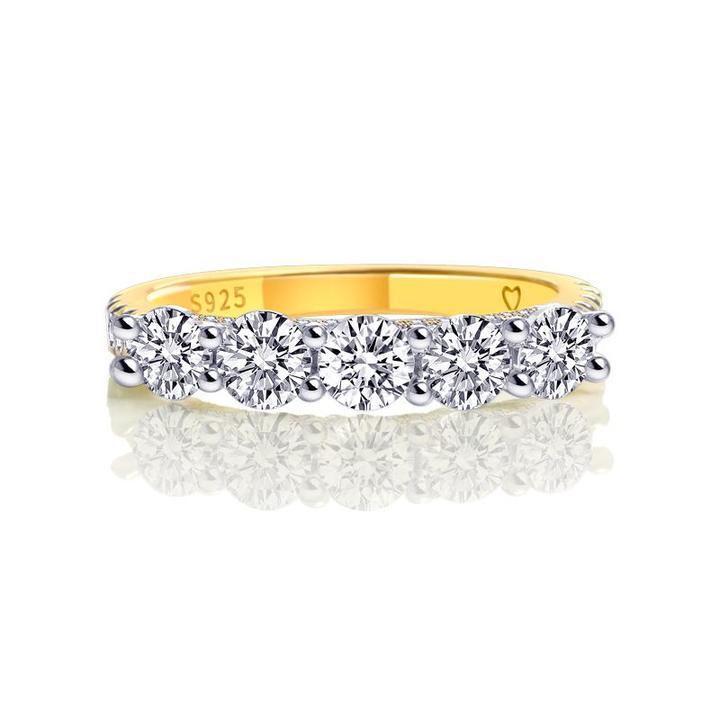 Five Stone Round Cut Sterling Silver Wedding Band Shineofdiamond