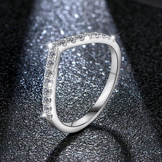 Curved Half Eternity Sterling Silver Wedding Band shineofdiamond